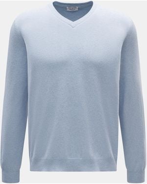 Aida Barni Cashmere V-Neck Pullover Meliert - Blau