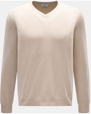Aida Barni Cashmere V-Neck Pullover Meliert - Natur