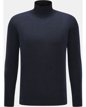 Barena Merino Feinstrick-Rollkragenullover Meliert - Blau