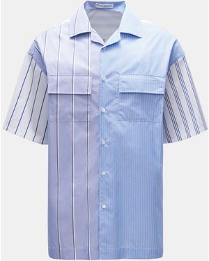 JW Anderson Kurzarmhemd Kubanischer Kragen/Rauchblau/Weiß Gestreift