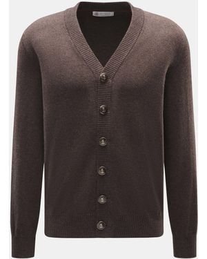 Brunello Cucinelli Cashmere Cardigan Meliert - Braun