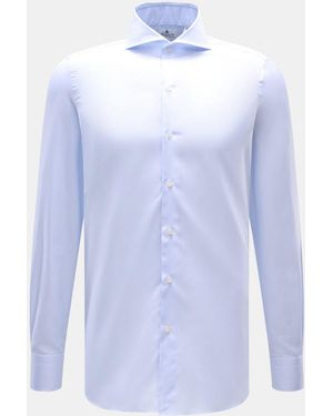 Finamore 1925 Business-Hemd 'Sergio Napoli' Haifisch-Kragen - Blau