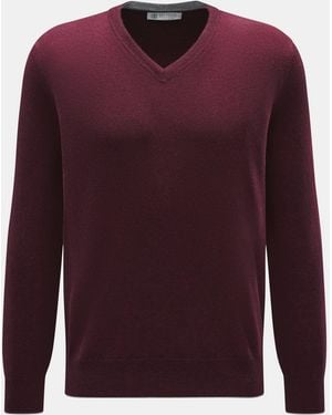 Brunello Cucinelli Cashmere V-Neck Pullover Meliert - Lila