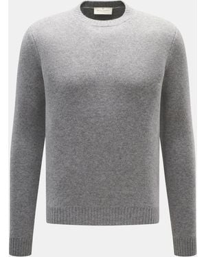 Bruno Manetti Cashmere Rundhalspullover Meliert - Grau