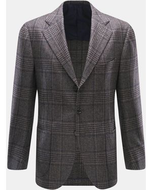 Cesare Attolini Cashmere Sakko Taupe/Dunkelbraun Kariert - Grau
