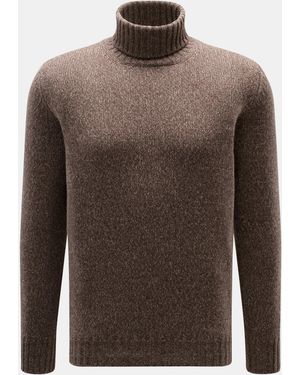 Fedeli Cashmere Rollkragenpullover 'Derby' Meliert - Braun