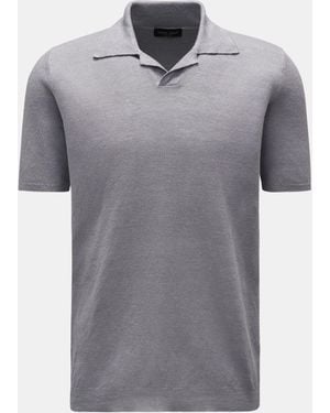 Roberto Collina Leinen Kurzarm-Strickpolo - Grau