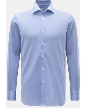 Fray Piqué-Hemd Haifisch-Kragen 'Lione Cucitura' - Blau