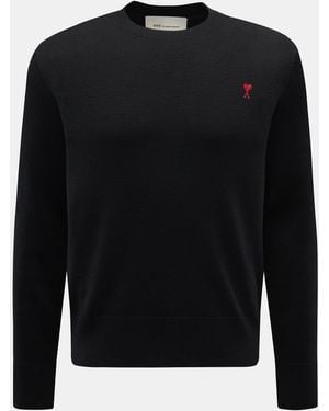 Ami Paris Merino Rundhalspullover - Schwarz