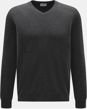 Aida Barni Cashmere V-Neck Pullover Meliert - Schwarz