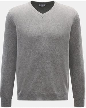 Aida Barni Cashmere V-Neck Pullover Meliert - Grau