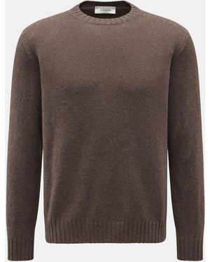 FILIPPO DE LAURENTIIS Cashmere Rundhalspullover Meliert - Braun