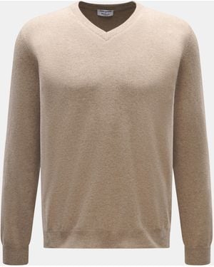 Aida Barni Cashmere V-Neck Pullover Meliert - Natur