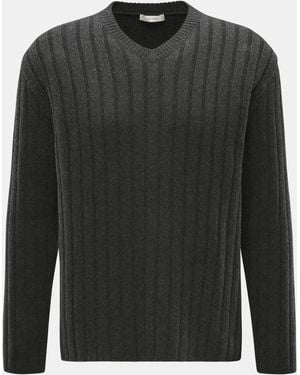 The Row Cashmere V-Neck Pullover 'Ettore' Meliert - Schwarz
