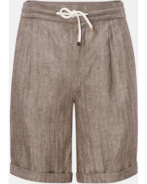 Brunello Cucinelli Leinenshorts Meliert - Braun