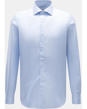 Fray Business Hemd Haifisch-Kragen 'Nello' /Weiß Gemustert - Blau