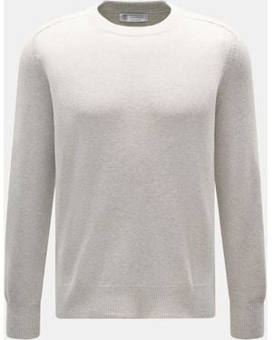 Brunello Cucinelli Cashmere Rundhalspullover/Sand Meliert - Weiß