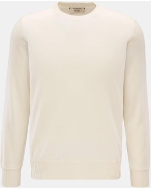 FIORONI CASHMERE Cashmere Rundhalspullover - Weiß
