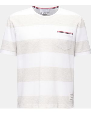 Thom Browne Rundhals-T-Shirt/Weiß Gestreift