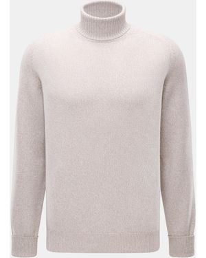 Fedeli Cashmere Rollkragenpullover 'Derby Saddler' Meliert - Weiß