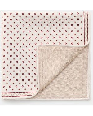 Brunello Cucinelli Seiden-Einstecktuch Offwhite//Bordeaux Gepunktet - Natur