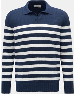 Lamano Artisans Strickpolo/Weiß Gestreift - Blau