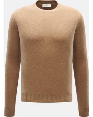 Bruno Manetti Cashmere Rundhalspullover - Natur