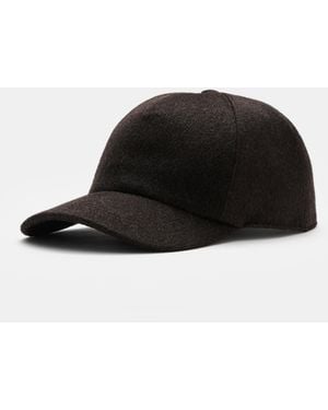 Moorer Cashmere Baseball-Cap 'Robinson' Dunkelbraun Meliert - Schwarz