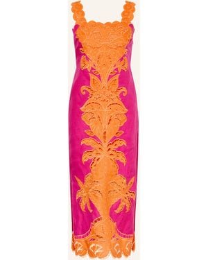 FARM Rio Leinenkleid mit Lochspitze - Pink