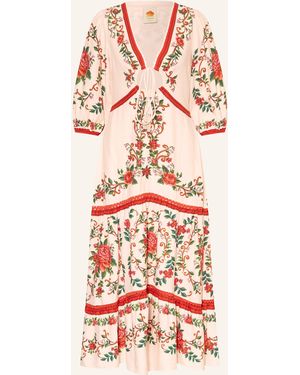 FARM Rio Cocktailkleid mit Leinen und 3/4-Arm - Weiß