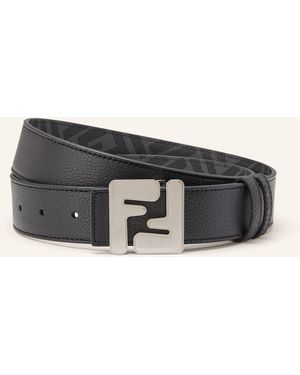 Fendi Ledergürtel FF SQUARED zum Wenden - Schwarz