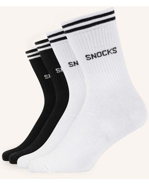 Snocks Hohe Sportsocken mit Streifen (4 Paare) - Mehrfarbig