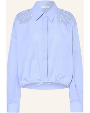 Sandro Hemdbluse mit Schmucksteinen und Cut-outs - Blau