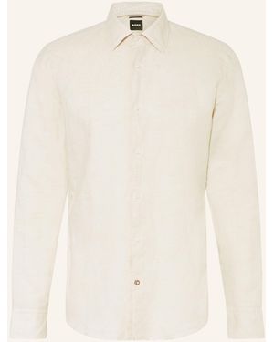 BOSS Hemd HAL Casual Fit mit Leinen - Natur