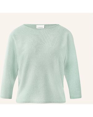 Comma, Pullover mit 3/4-Arm und Glitzergarn - Grün