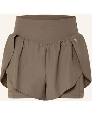 GYMSHARK 2-in-1-Laufshorts - Natur
