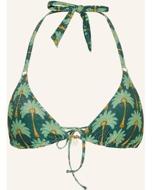 watercult Triangel-Bikini-Top TROPICAL MUSE mit Glitzergarn - Grün