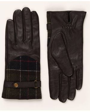 Barbour Lederhandschuhe TARTAN - Schwarz
