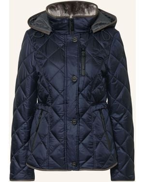GIL BRET Steppjacke mit Kunstfell und abnehmbarer Kapuze - Blau