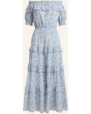 Ralph Lauren Off-Shoulder-Kleid mit Rüschen - Blau