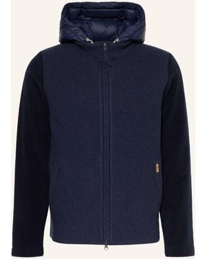 Luis Trenker Strickjacke LUWALLACENEW im Materialmix mit abnehmbarer Kapuze - Blau