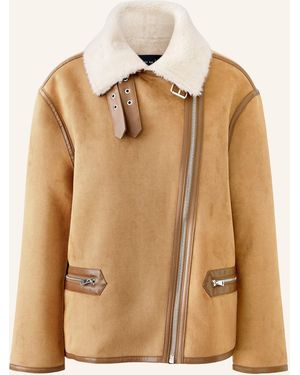 Ouí Jacke in Lederoptik mit Kunstfell - Natur