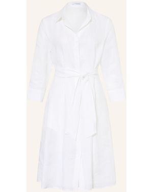 Rossana Diva Hemdblusenkleid mit Leinen und 3/4-Arm - Weiß