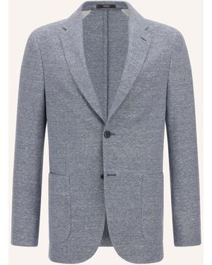 BOGGI Sakko Regular Fit mit Leinen - Blau