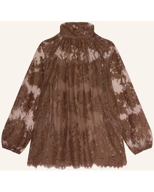 Mrs & HUGS Blusenshirt aus Spitze - Braun