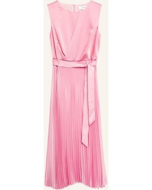 Comma, Satinkleid mit Plissees - Pink