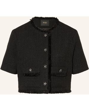Maje Bouclé-Jacke mit Schmucksteinen und Glitzergarn - Schwarz