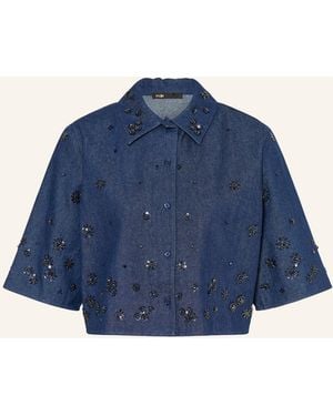 Maje Jeansbluse mit 3/4-Arm und Pailletten - Blau