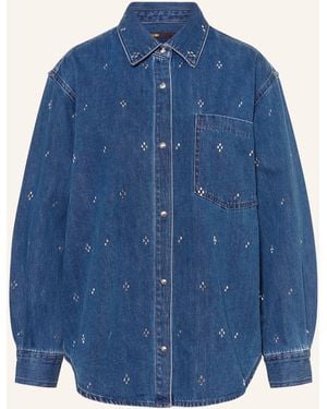Maje Jeansbluse mit Schmucksteinen - Blau
