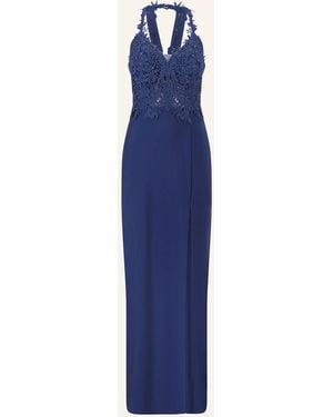 SUDDENLY Princess Abendkleid im Materialmix mit Spitze und Cut-out - Blau